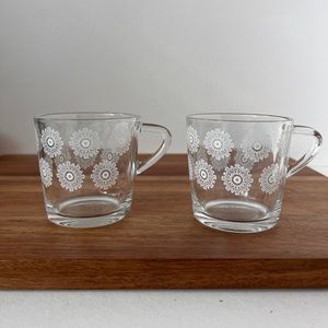 IKEA glass mugs with floral graphic